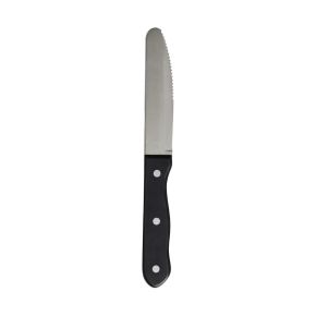 Steak Knife Rounded Serrated Blade Pom Black Handle With Rivets 13cm (5")