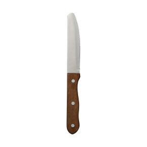Steak Knife Rounded Serrated Blade Pineapple Wood Handle With Rivets 13cm (5")