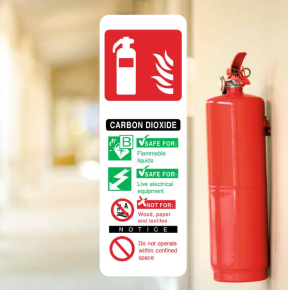Sign, Fire Extinguisher, Carbon Dioxide, Luminescent PVC, 75 x 200mm